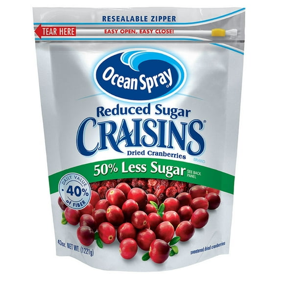 Ocean Spray Reduced Sugar Craisins Dried Cranberries, 43 oz.