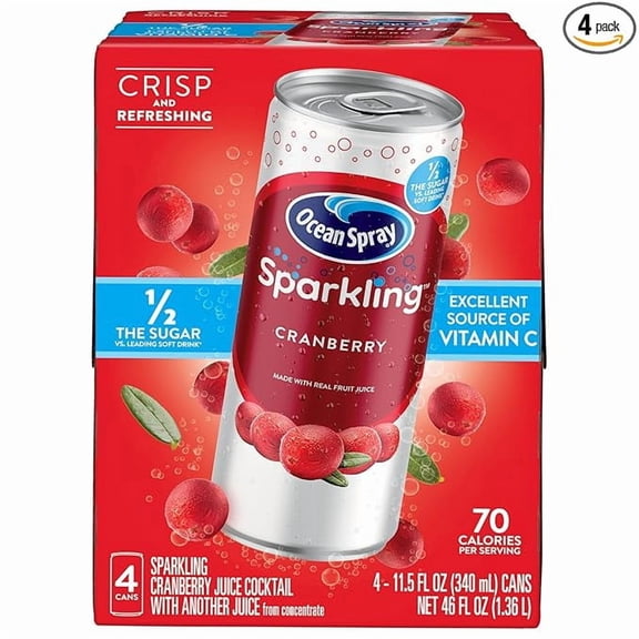 Ocean Spray Sparkling Cranberry Juice Drink, 11.5 Fl Oz Cans, 4 Count