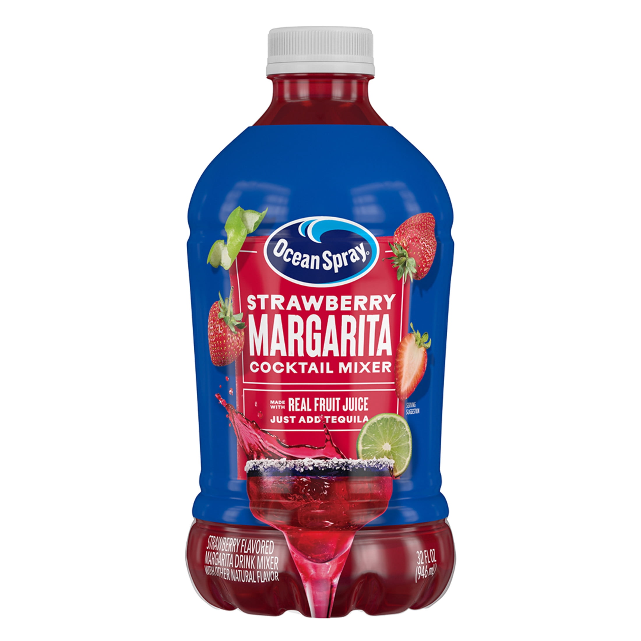 Ocean Spray Strawberry Margarita Cocktail Mixer, 32 fl oz Bottle