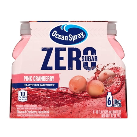 Ocean Spray® Zero Sugar Pink Cranberry, 10 Fl Oz Bottle, 6 count ( 2 Pack )