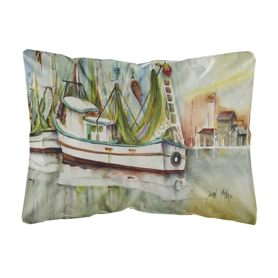 Ocean Springs Shrimper Canvas Fabric Decorative Pillow