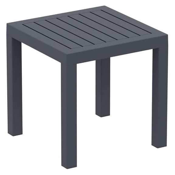 Ocean Square Resin Patio Side Table in Dark Gray, Grade