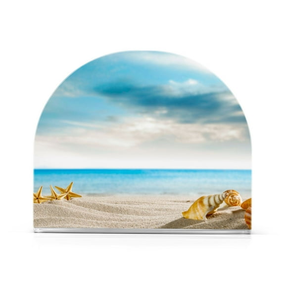 Ocean Starfish Beach Summer Acrylic Napkin Holder Tissue Paper Clear Tabletop Dispenser Dining Room Bathroom Party Hotel