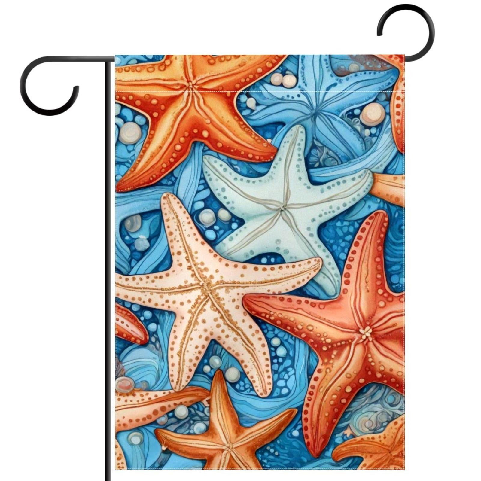 Ocean Starfish Garden Flag Double Sided House Flag for Outdoor Home ...