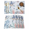 thumbnail image 1 of Ocean Starfish Placemats Set of 6, Summer Coastal Coral Flower Shells Placemats for Dining Table, Place Mats for Kitchen Tabletop, Waterproof Wipeable Dining Table Mats Set, 1 of 9