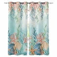 thumbnail image 1 of Ocean Starfish Seaweed Blackout Curtains 45 Inches Long, Summer Coastal Beach Shell Coral Teal Thermal Insulated Black Out Curtains, Small Darken Window Curtain for Cafe Bedroom 42"x45" 2 Panels, 1 of 9