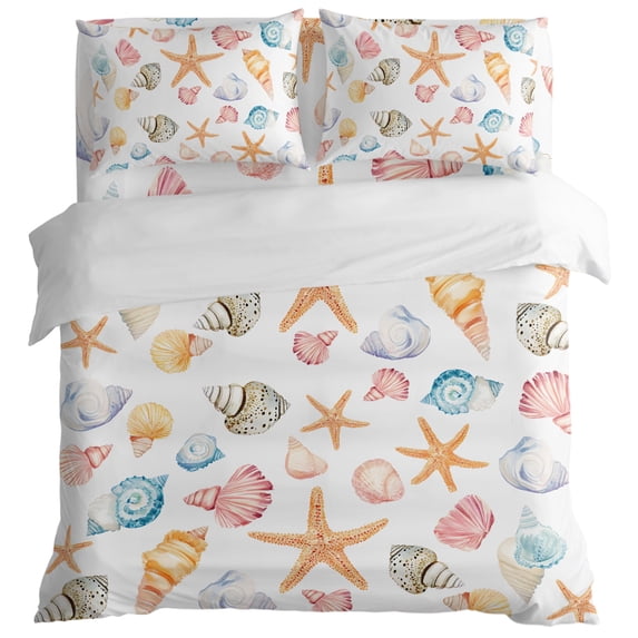 Conch Shell Fod Ocean Starfish Shell Conch King Size Bed Set,Summer Nautical Theme ...