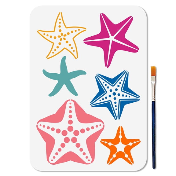 Ocean Starfish Stencil Reusable Summer Beach Stars Stencils for Painting 11.78.3inch Marine Life Art Craft Templates with Paint