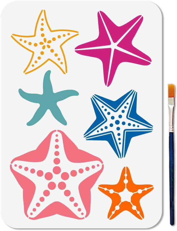 Ocean Starfish Stencil Reusable Summer Beach Stars Stencils forPainting