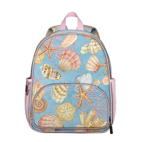 Ocean Starfish Student Backpack – Beach Seashells Seahorse Fish Creatures Anchor Mermaid Sea Marine Coral Tropical Seaside Nautical Summer Sand Vintage Design