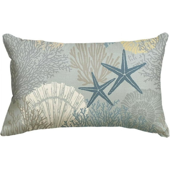 Ocean Starfish Summer Throw Pillow Cover, 12 x 20 Inch Summer Sea Blue Cushion Case Decoration for Sofa Couch