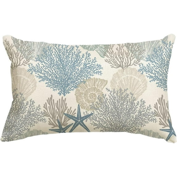 Ocean Starfish Summer Throw Pillow Cover, 12 x 20 Inch Summer Sea Blue Cushion Case Decoration for Sofa Couch