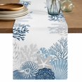 thumbnail image 1 of Ocean Starfish Table Runner 70 Inches, Coastal Weeping Corals Marine Conch Lake Blue Bed Runner Dresser Scarves Tabletop for Indoor Outdoor Parties/Ceremony/Banquet, 13" x 70", 1 of 9