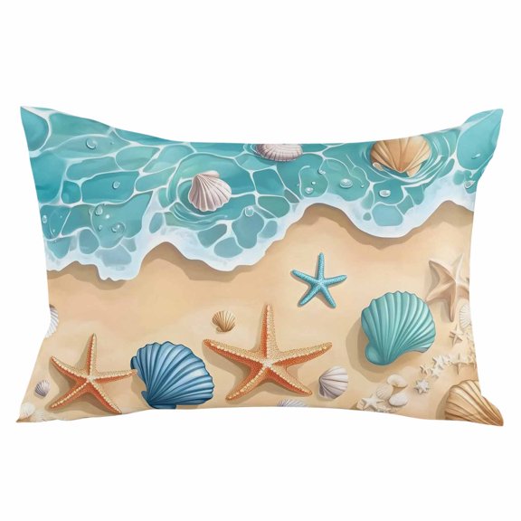 Ocean Starfish Throw Pillow Cover 12 x 20 Inch Decorative Pillow Cover Coastal Seaside Shell Modern Beach Lumbar Pillowcase Seasonal Rectangle Cushion Case for Couch Sofa Bed Living Room
