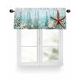 thumbnail image 1 of Ocean Starfish Valances for Windows Seabed Coral Shell Vintage Blue Texture Valance Rod Pocket Light Filtering Short Window Treatments Curtains for Kitchen Bathroom Living Room Bedroom, 42 x 12 Inch, 1 of 7