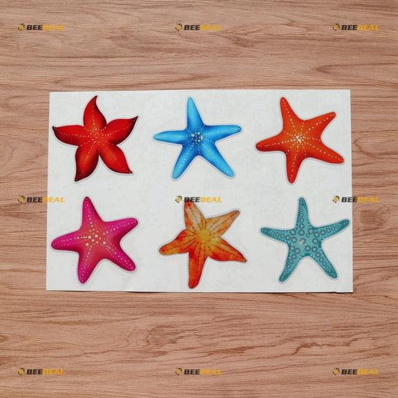Ocean Starfish Vinyl Decal Sticker Collection Blue Hot Pink Orange Red - 6 Types Reflective, 4 Inches - for Car Boat Laptop Cup Phone 08270
