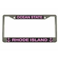 thumbnail image 1 of Ocean State Rhode Island Style Metal License Plate Frame Personalized/Car Accessories Car Tag Holder Cover Carbon (Chrome/Carbon/Light Pink), 1 of 2