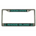 thumbnail image 1 of Ocean State Rhode Island Style Metal License Plate Frame Personalized/Car Accessories Car Tag Holder Cover Carbon (Chrome/Carbon/Turquoise), 1 of 2