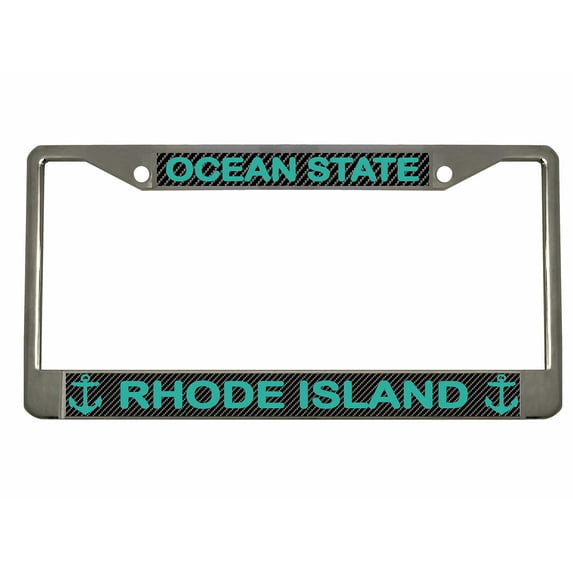 Ocean State Rhode Island Style Metal License Plate Frame Personalized/Car Accessories Car Tag Holder Cover Carbon (Chrome/Carbon/Turquoise)