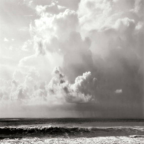 Ocean Storm II Sq. Bw Cool Black Ocean Best Durable Classic Lovely Waves Beach Poster 12X12
