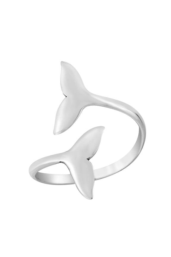 Ocean Strength Whale Tail Open Wrap Sterling Silver Ring-9