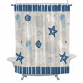 thumbnail image 1 of Ocean Striped Bathroom Shower Curtain, Navy Blue Starfish Shell Jellyfish Coral Conch Waterproof Washable Soft Bath Curtain for Bathtub Decor with 12 Hooks&Grommet, 36x72 Inch, 1 of 9