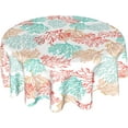 thumbnail image 1 of Ocean Summer Coral Tablecloth Round 60 Inch, Red Blue Orange Coral Reef Polyester Circle Table Cloth Wrinkle Stain Resistant Washable Table Cover for Kitchen Dining Room Party Picnic, 1 of 6