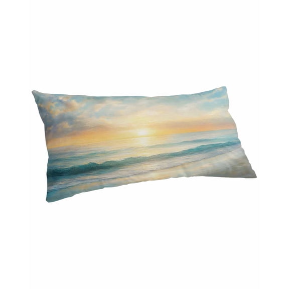 Ocean Sunrise Coastal Pillow Covers King Size, Summer Beach Abstract Art Soft Bed Throw Pillowcases Breathable Cooling Long Lumbar Body Pillow Sham Cover for Bed Sofa 20''x40''