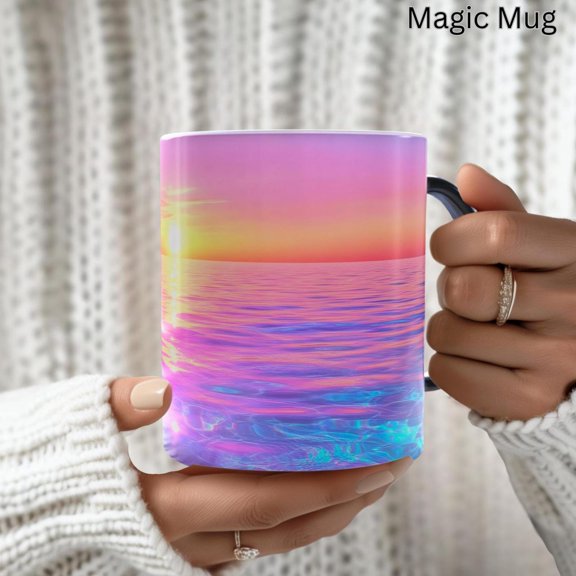 Ocean Sunrise Magic Mug: Color Changing Heat Sensitive Ceramic Cup