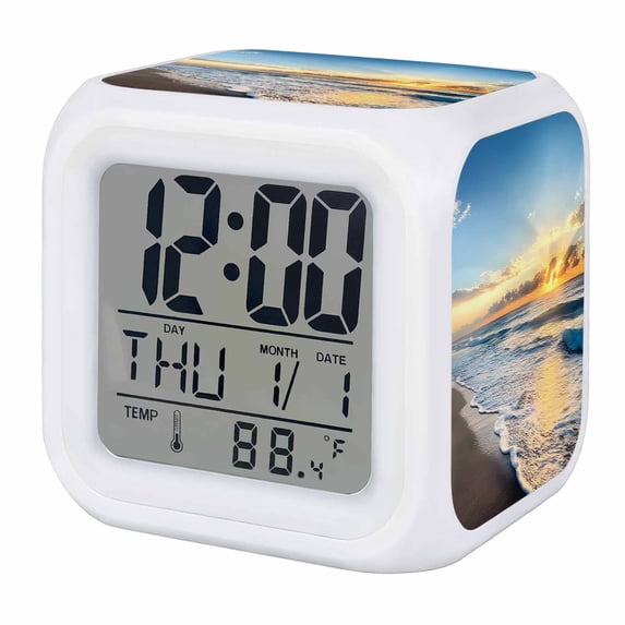 Ocean Sunrise Sunset Alarm Clock, Beach Waves Sea Scenery Romance ...
