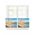 thumbnail image 1 of Ocean Sunrise Sunset Short Blackout Curtains 24 Inch Long Beach Waves Sea Scenery Rod Pocket Kitchen Curtains, 2 Panels Thermal Insulated Room Darkening Drapes for Bedroom, 30"W x 24"L, 1 of 5