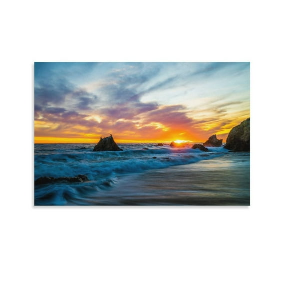 Ocean Sunrise Usa Beach Sunset Canvas Art Poster And Wall Art Picture Print Modern Family Bedroom Decor Posters,Unframe-style,12x18inch(30x45cm)