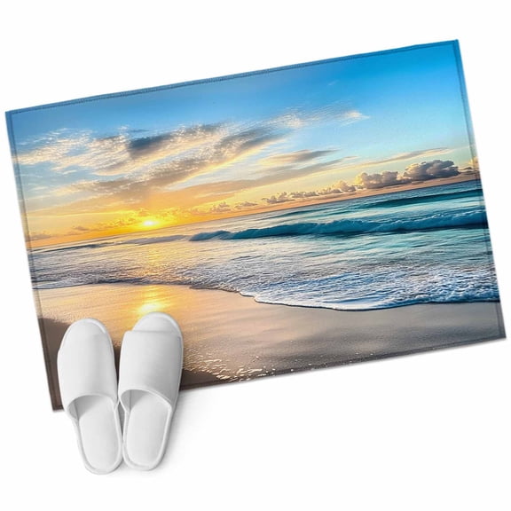 Ocean Sunset Large Area Rugs for Bedroom Living Room, Soft Non Slip Carpet Bedside Rug, Beach Blue Sky Coastal Seashore Summer Rectangular Floor Cover Kitchen Accent Rug 2'x3' for Dining Room/Office