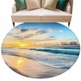 thumbnail image 1 of Ocean Sunset Large Area Rugs for Bedroom Living Room, Soft Non Slip Carpet Bedside Rug, Beach Blue Sky Coastal Seashore Summer Round Floor Cover Kitchen Accent Rug 7' for Dining Room/Office, 1 of 9