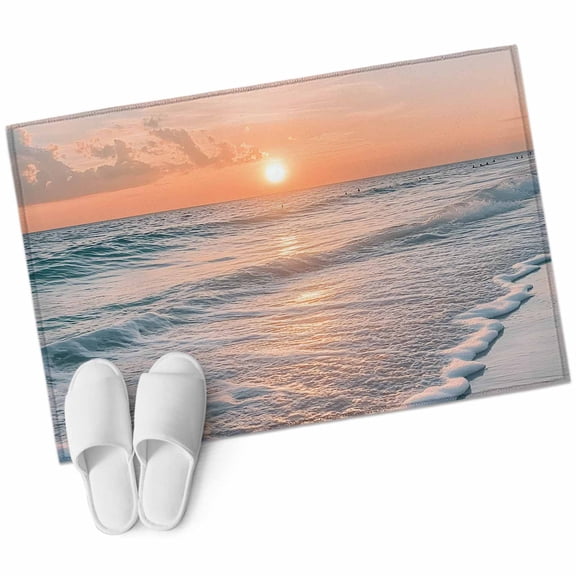 Ocean Sunset Large Area Rugs for Bedroom Living Room, Soft Non Slip Carpet Bedside Rug, Summer Beach Shore Sky Sun Scenery Rectangular Floor Cover Kitchen Accent Rug 2'x3' for Dining Room/Office