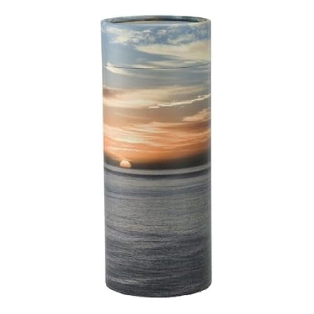 Ocean Sunset Scattering Tube - Medium Eco Urn For Ashes, 10\" High, 120 Cu In