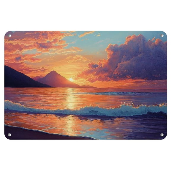 Ocean Sunset Sculpture Iron&nbsp;Art - 8X12 Inches Wall Decor for Home, Bars, Cafes, And Outdoor Spaces.