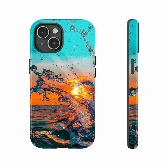 Ocean Sunset Splash Phone Case for Beach Lovers Surfers Summer Vacation Shockproof Dustproof Compatible with iPhone 11/12/13/14/15/16 (Pro Max/Plus)
