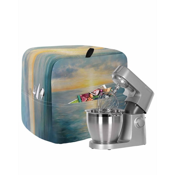 Ocean Sunset Stand Mixer Dust Cover with Storage Pocket & Handles, Blue Sky Sea Minimalist Abstract Art Fits All Tilt Head & Bowl Lift Kitchen Appliance Cover Organizer Bag Accessories, 6-8 Quart