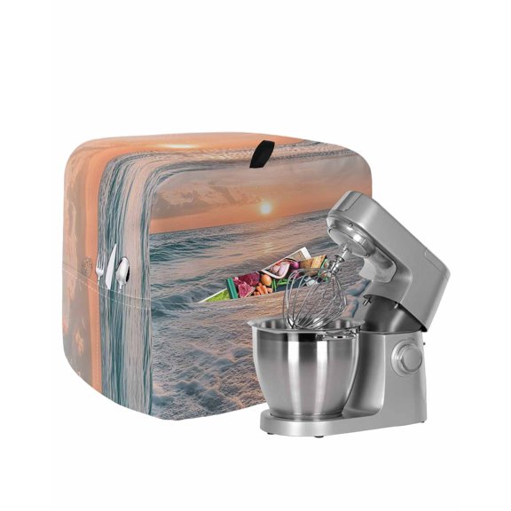 Ocean Sunset Stand Mixer Dust Cover with Storage Pocket & Handles, Summer Beach Shore Sky Sun Scenery Fits All Tilt Head & Bowl Lift Kitchen Appliance Cover Organizer Bag Accessories, 4.5-5 Quart