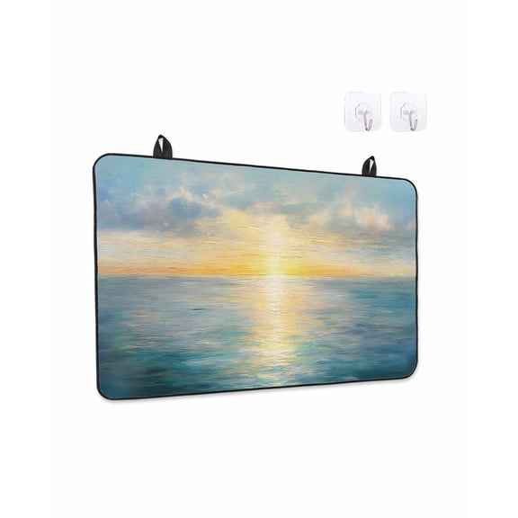 Ocean Sunset Stove Top Covers for Electric Stove, Kitchen Glass Ceramic Electric Cooktop Covers 24"x21", Blue Sky Sea Minimalist Abstract Art HeatResistant Oven/Countertop/Dishwasher/Sink Protector