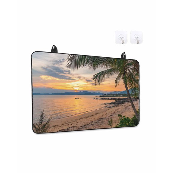 Ocean Sunset Stove Top Covers for Electric Stove, Kitchen Glass Ceramic Electric Cooktop Covers 28.5"x20.5", Summer Palm Tree Shore Sand Mountain HeatResistant Oven/Countertop/Dishwasher Protector