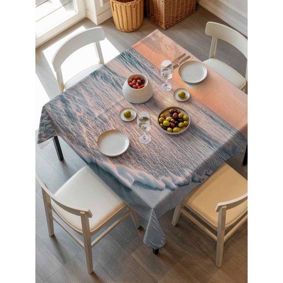 Ocean Sunset Tablecloth Square Table Cloth 54x54, Waterproof Outdoor Table Cloth Covers Decorative Table Protector, Summer Beach Shore Sky Sun Scenery Washable Table Cover for Kitchen Dinning Party