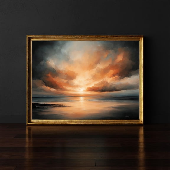Ocean Sunset Wall Art Print Stormy Coastal Decor
