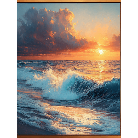 Ocean Sunset Wave Canvas Print/Wall ArtSuitable for Living Room Bedroom Bathroom Office and Hotel Decoration.
