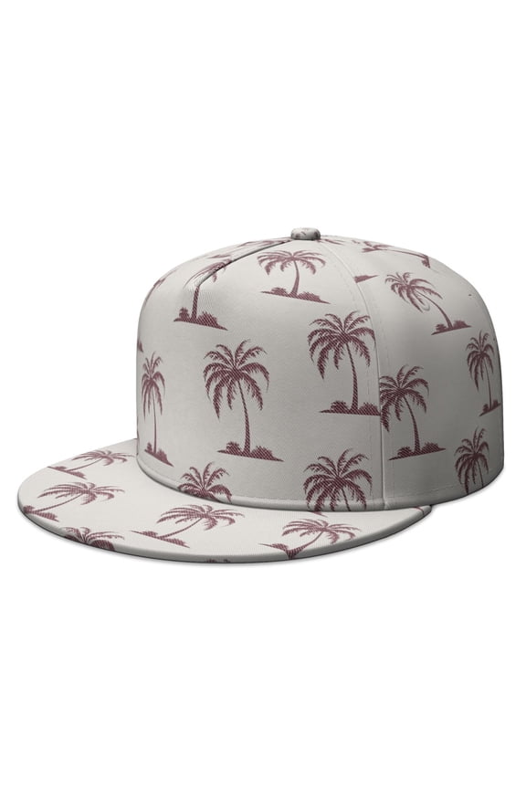 Ocean Sunset with Palm Trees Flat Visor Hat - Full Panel Snapback Cap - Vibrant Tropical Design - Adjustable Urban Style Cap for Men & Women