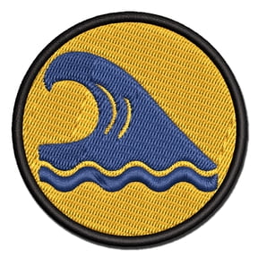 Ocean Surf Wave Beach Applique Multi-Color Embroidered Iron-On Patch - 2.0 Inch Mini
