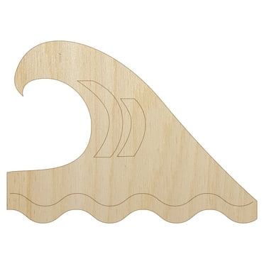 Ocean Surf Wave Beach Wood Shape Unfinished Piece Cutout Craft DIY Projects - 4.70 Inch Size - 1/8 Inch Thick