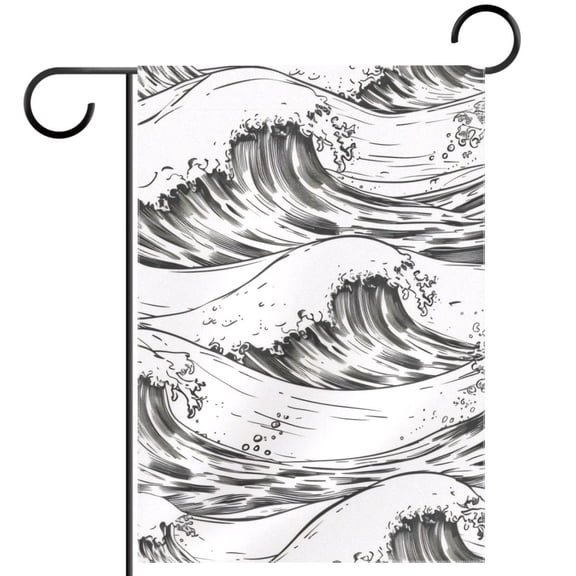 Ocean Surfing Wave Horizontal Pattern Garden Flag Double Sided House Flag for Outdoor Home, Personalized All Year Round Yard Decor 12 x 18 Inch