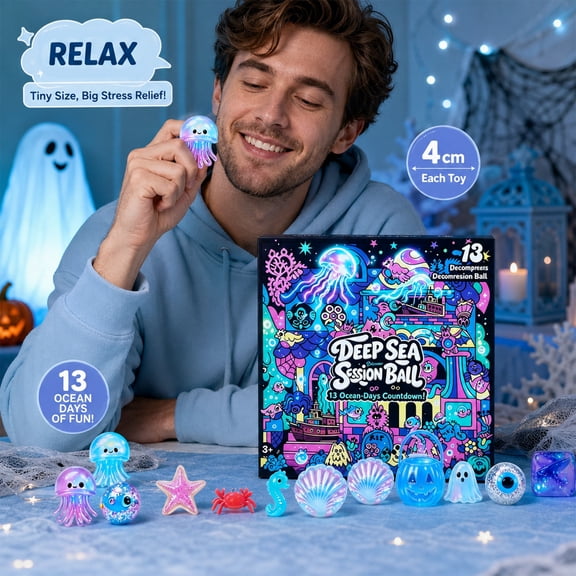 Ocean Surprise Blind Box Stress Relief Toy, Mini Sea Creature Collectible Figures, Sensory Fidget Toy Set with 13 Ocean-Themed Characters